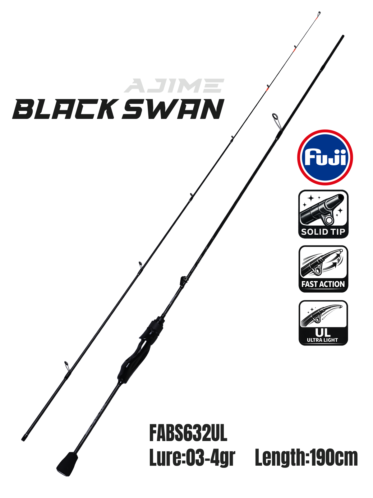 Fujin Ajime Black Swan 190cm 03-4gr Aji LRF Kamışı