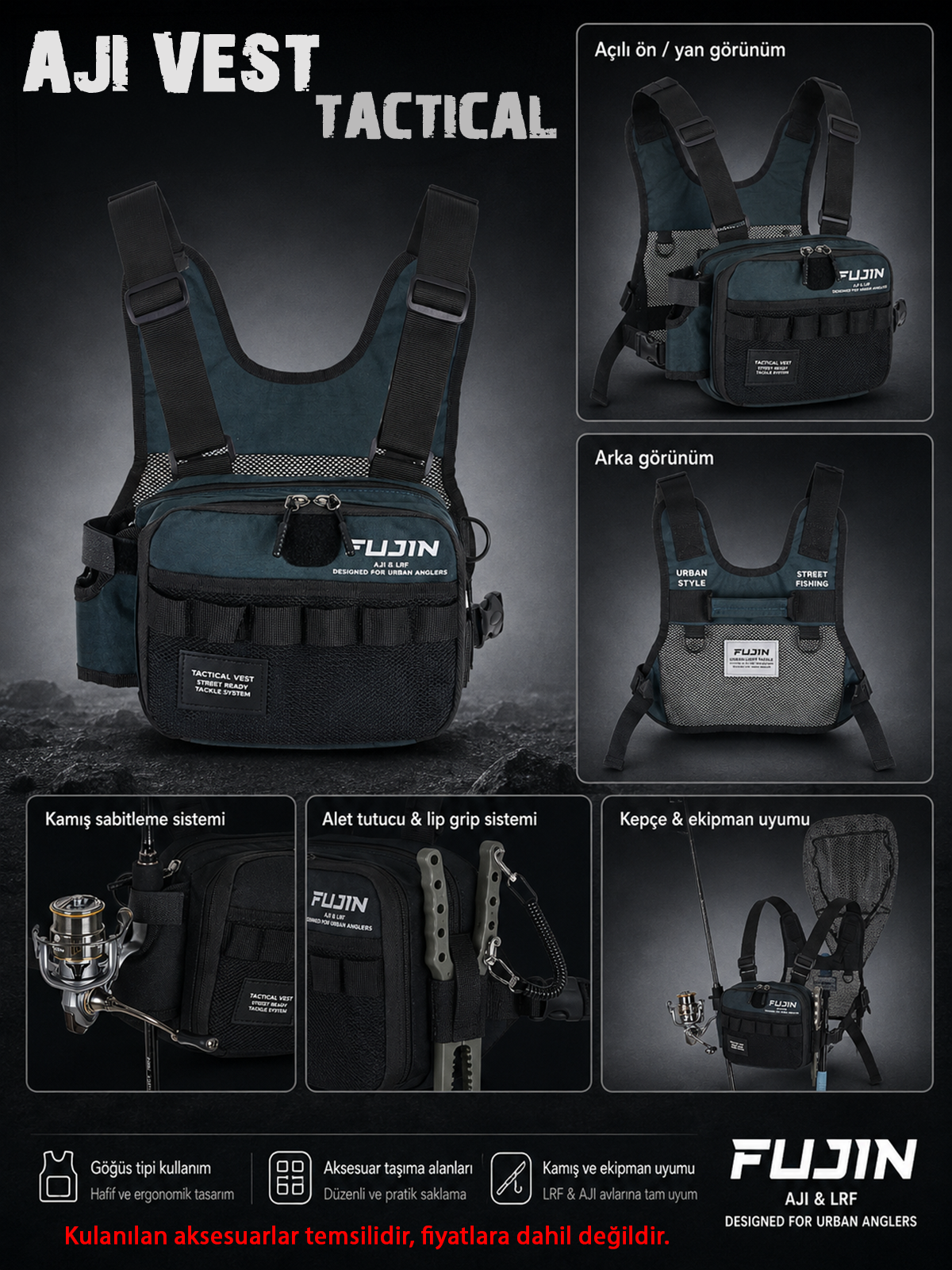 Fujin Tactical Vest Indigo Balıkçı Çantası